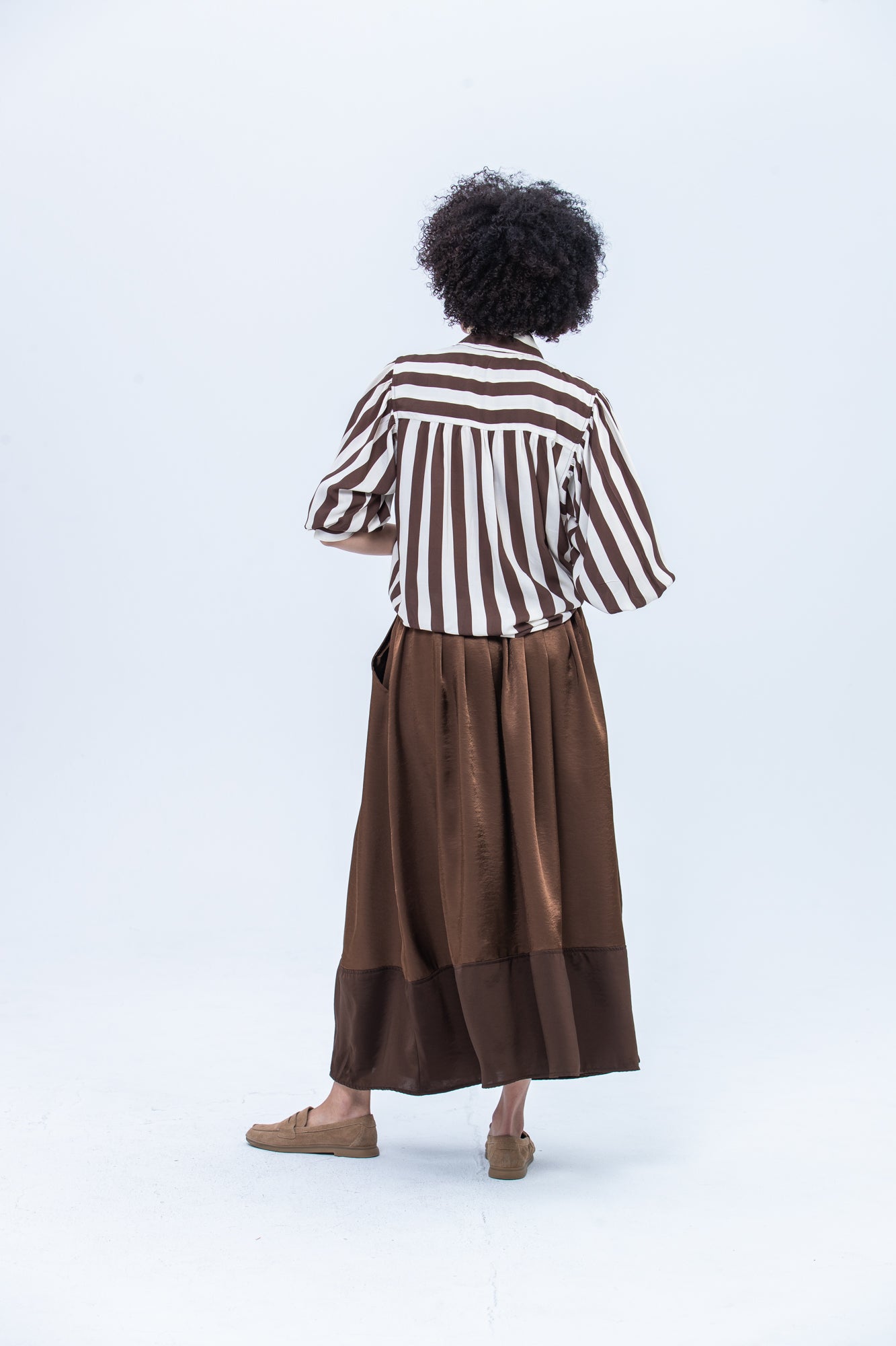 Harper Long Sleeve Shirt - Chocolate and Creme Stripe