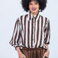 Harper Long Sleeve Shirt - Chocolate and Creme Stripe