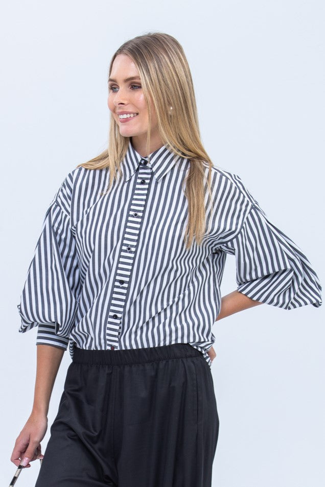 Emily Shirt - Black and White Stripe
