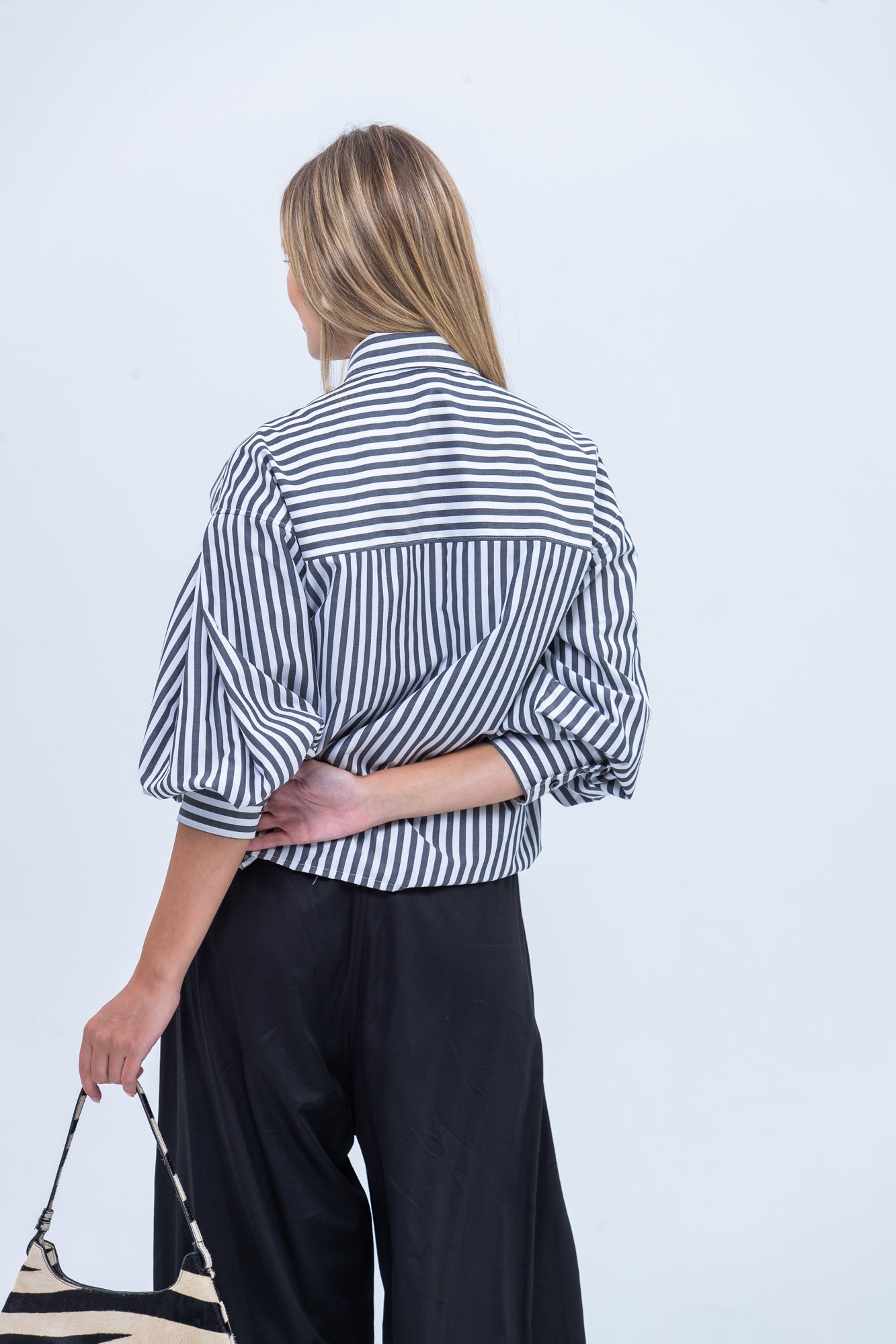 Emily Shirt - Black and White Stripe