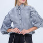 Emily Shirt - Black and White Stripe