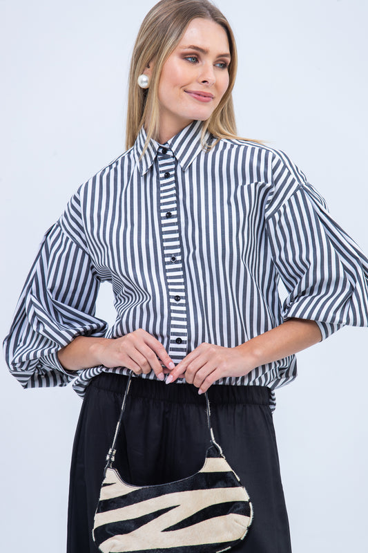 Emily Shirt - Black and White Stripe