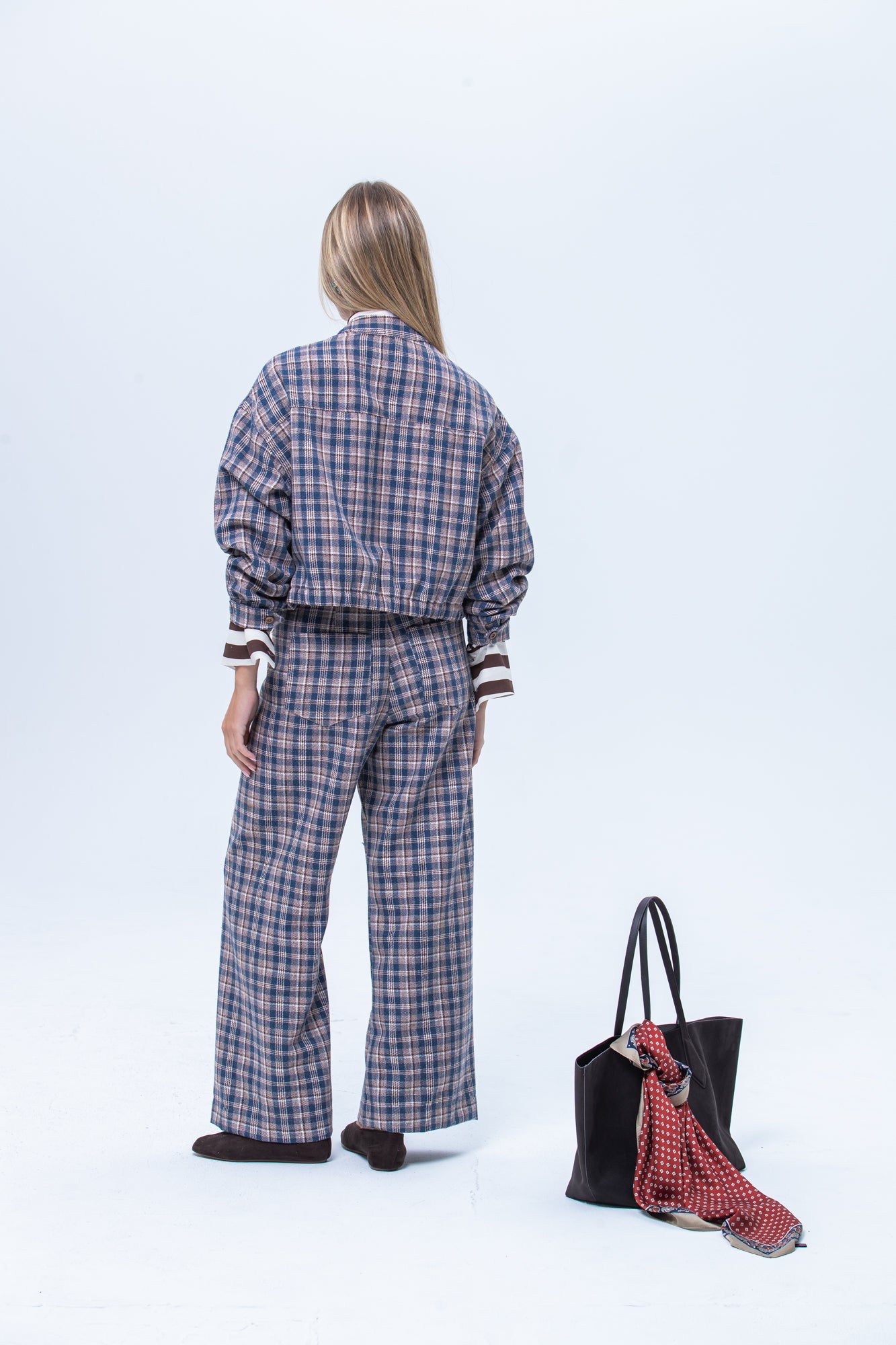 Maya Pants - Chocolate and Blue Check