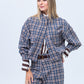 Cate Bomber Jacket - Chocolate and Blue Check