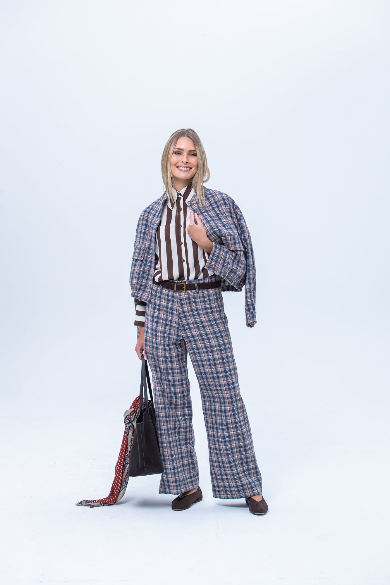 Harper Long Sleeve Shirt - Chocolate and Creme Stripe