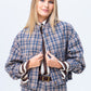 Cate Bomber Jacket - Chocolate and Blue Check
