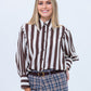 Harper Long Sleeve Shirt - Chocolate and Creme Stripe