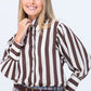 Harper Long Sleeve Shirt - Chocolate and Creme Stripe