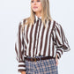 Harper Long Sleeve Shirt - Chocolate and Creme Stripe