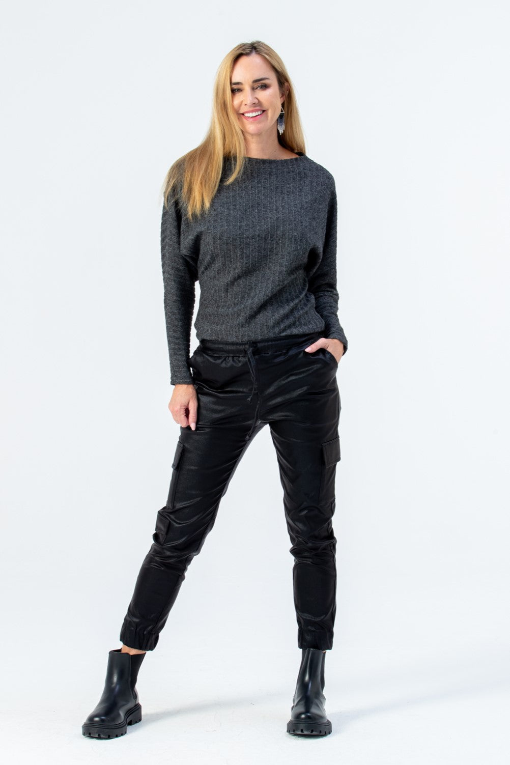 Siena knit top - Dark Grey Melange