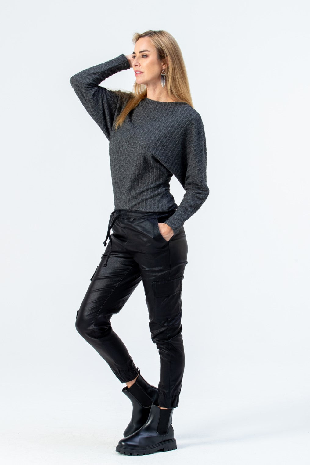 Siena knit top - Dark Grey Melange