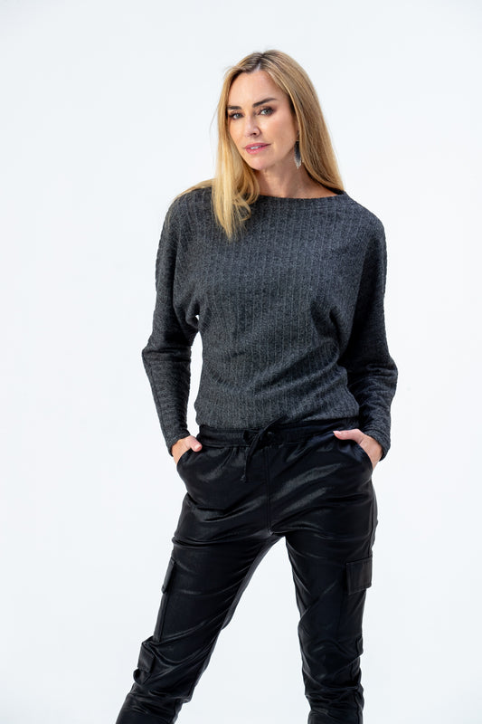 Siena knit top - Dark Grey Melange