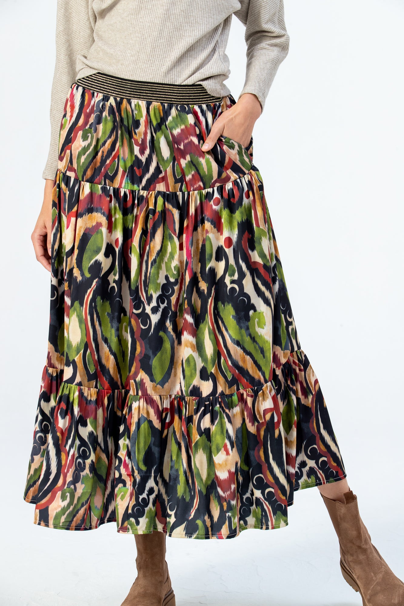 Marbella Tiered Skirt - Abstract