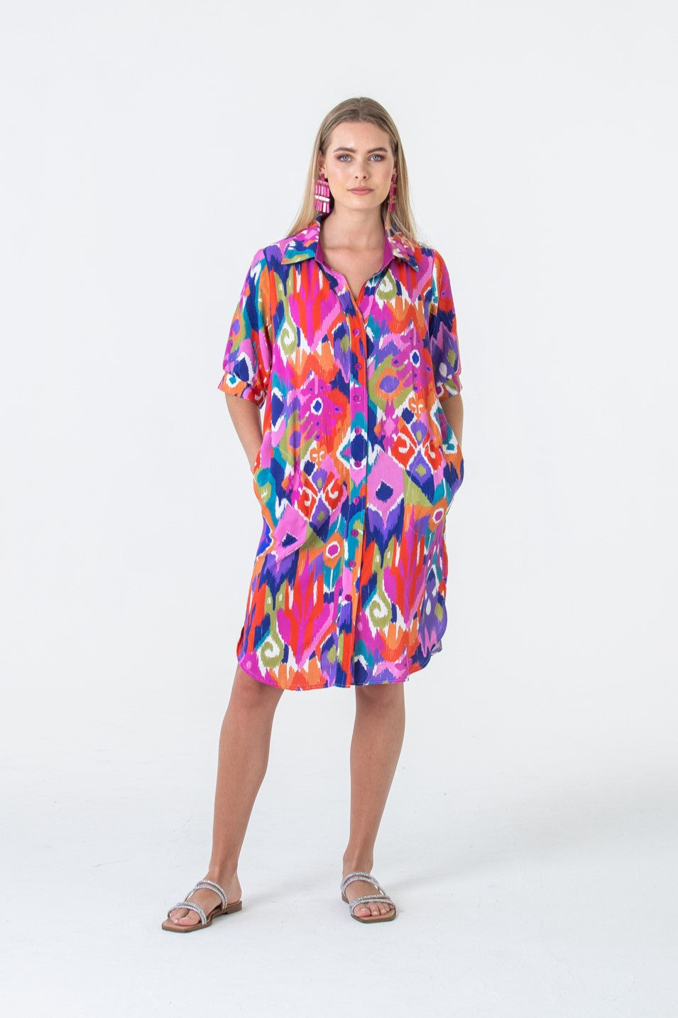 Sicily Shirt Dress - Abstract