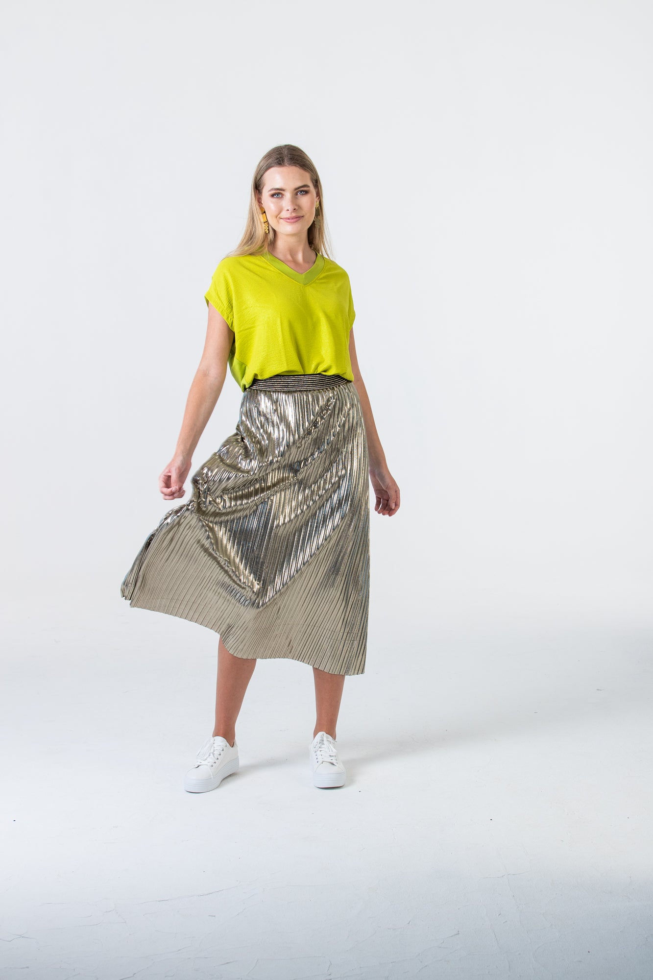 Lisbon pleated skirt - Metallic Gold