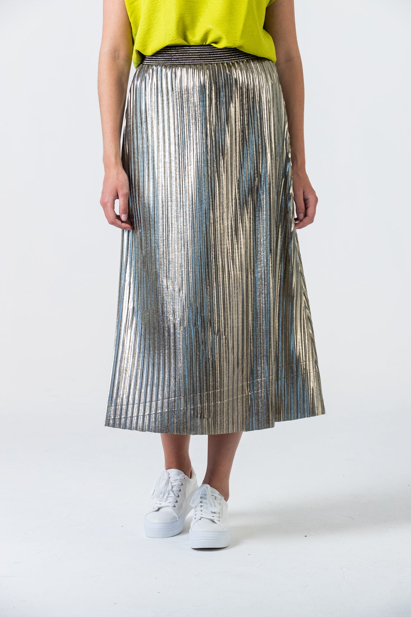 Lisbon pleated skirt - Metallic Gold