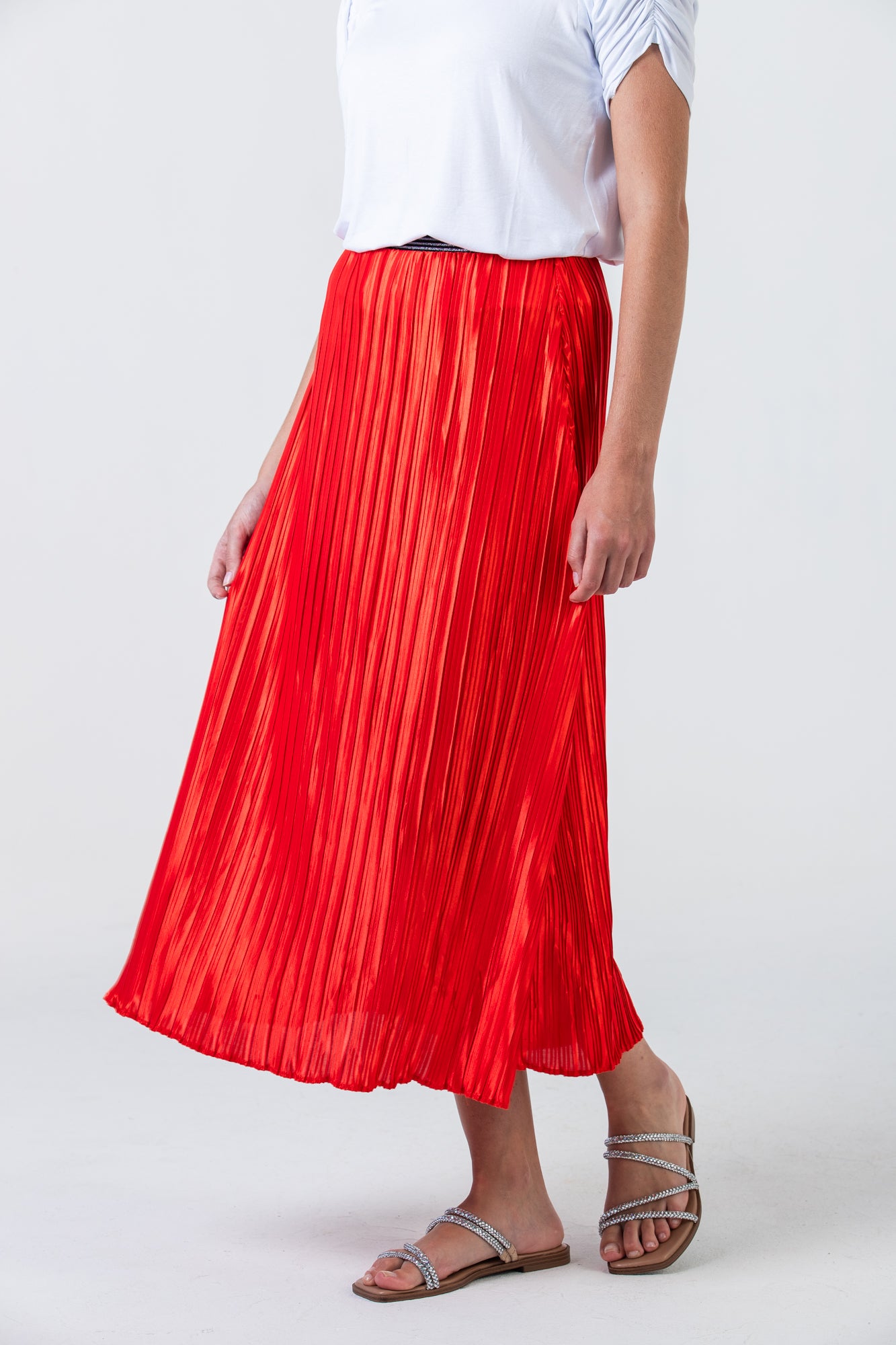 Lisbon pleated skirt - Cherry Orange