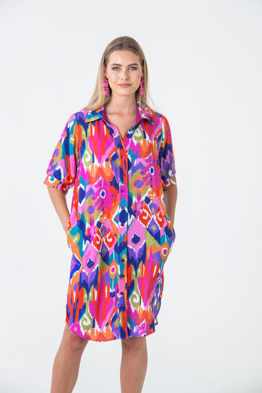 Sicily Shirt Dress - Abstract