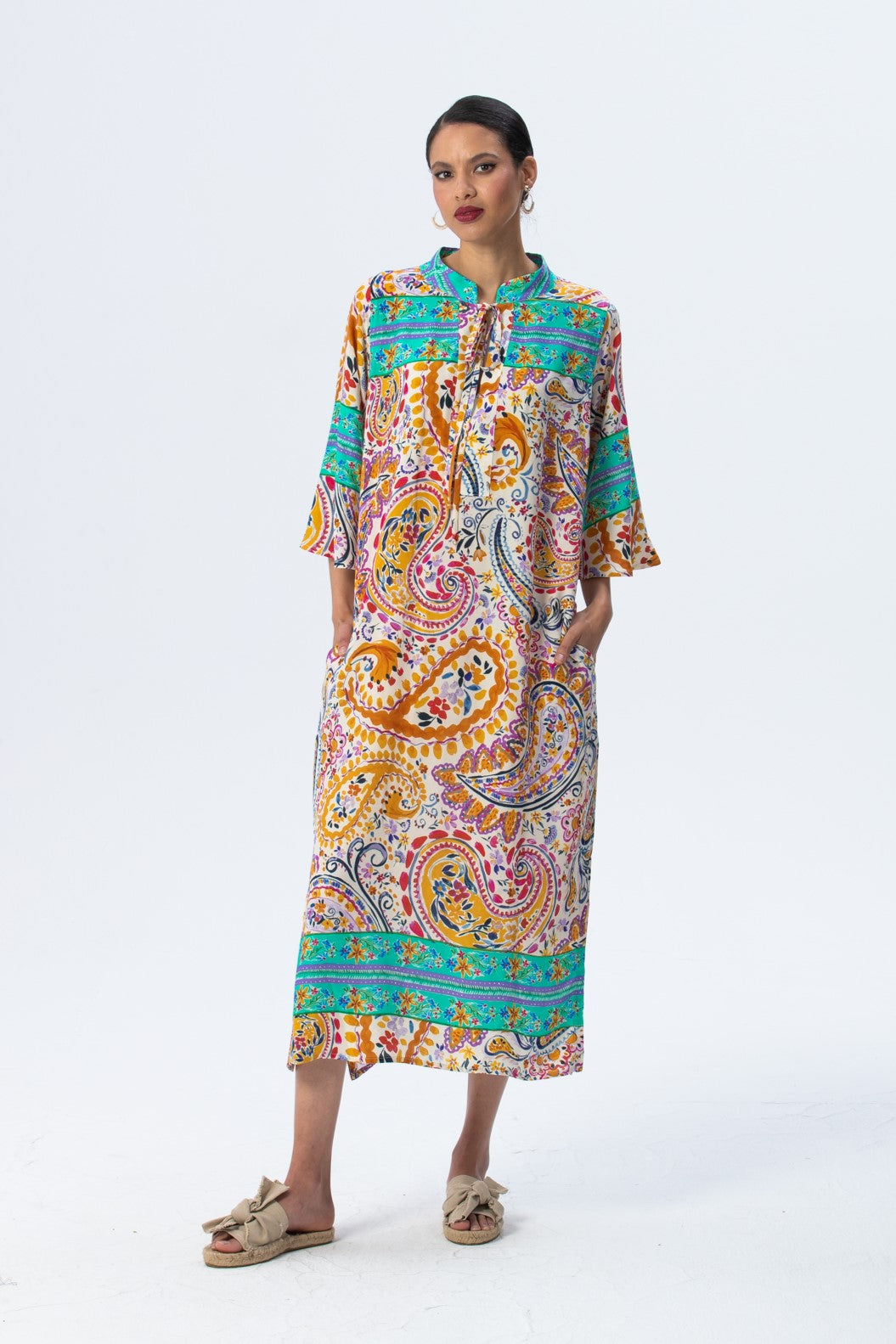 Malta Beach Kaftan - Turquoise Abstract