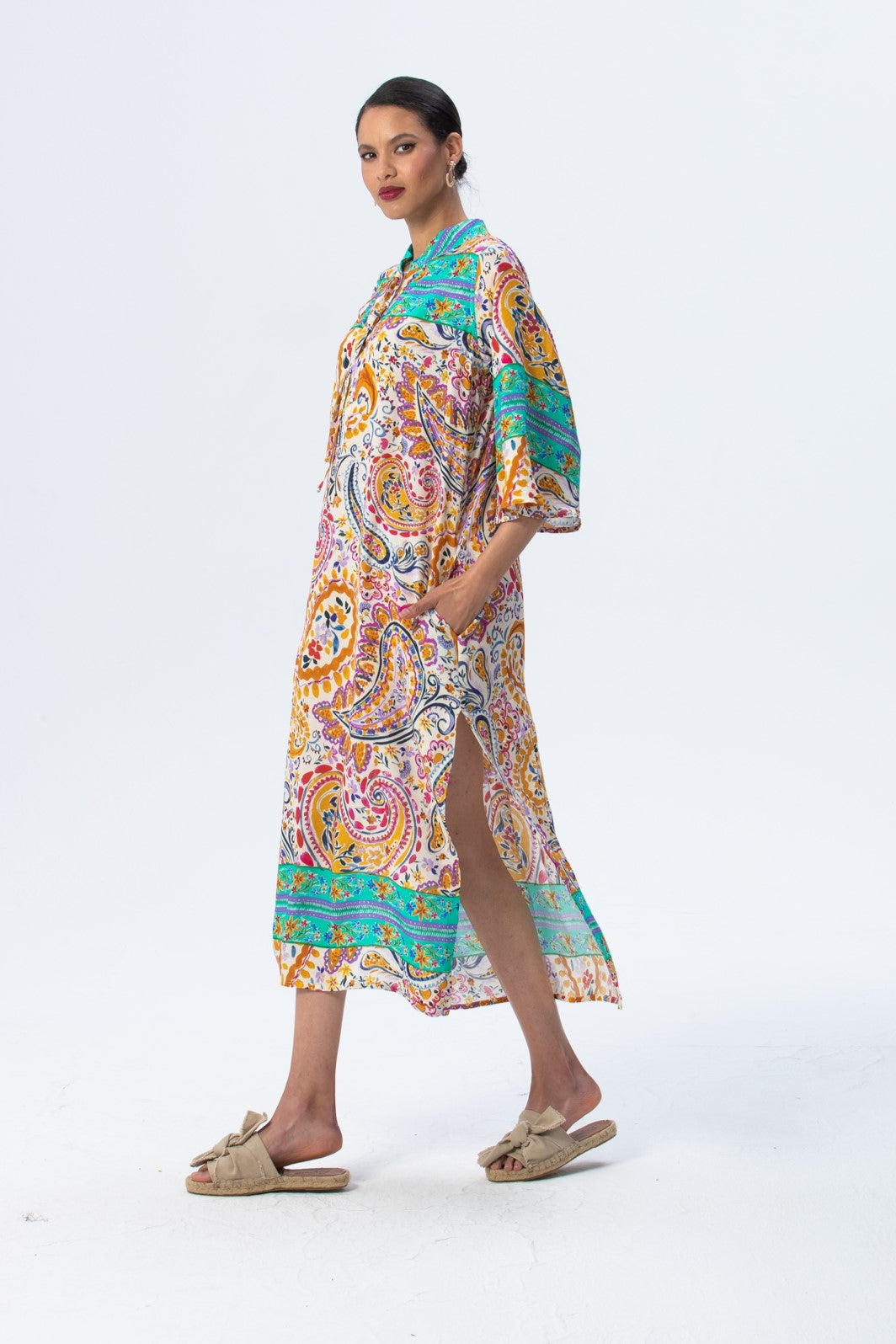 Malta Beach Kaftan - Turquoise Abstract