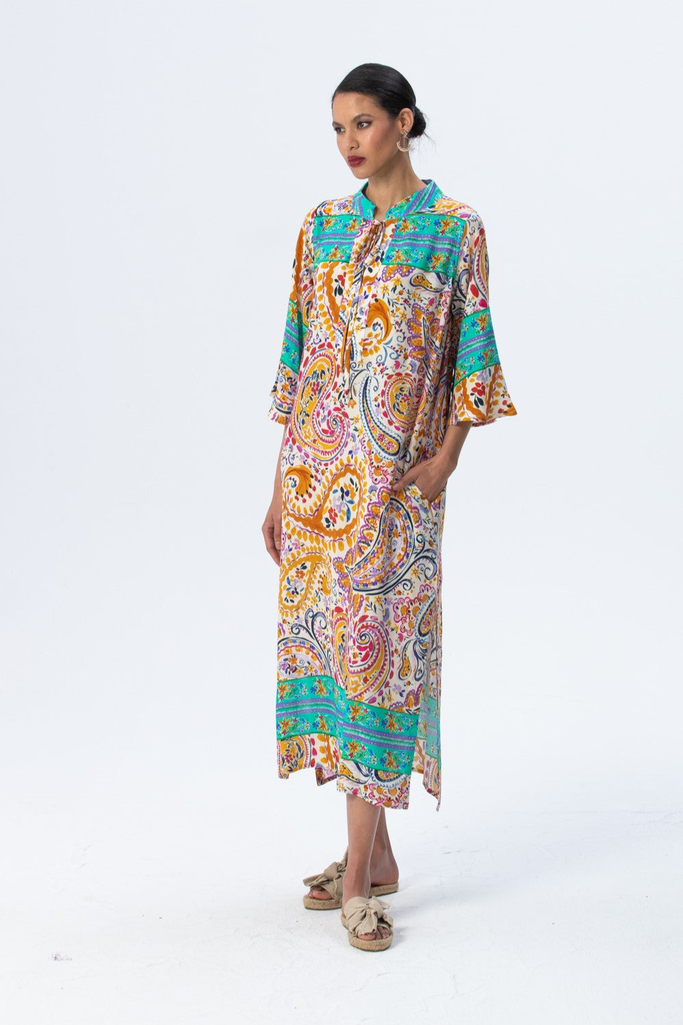 Malta Beach Kaftan - Turquoise Abstract