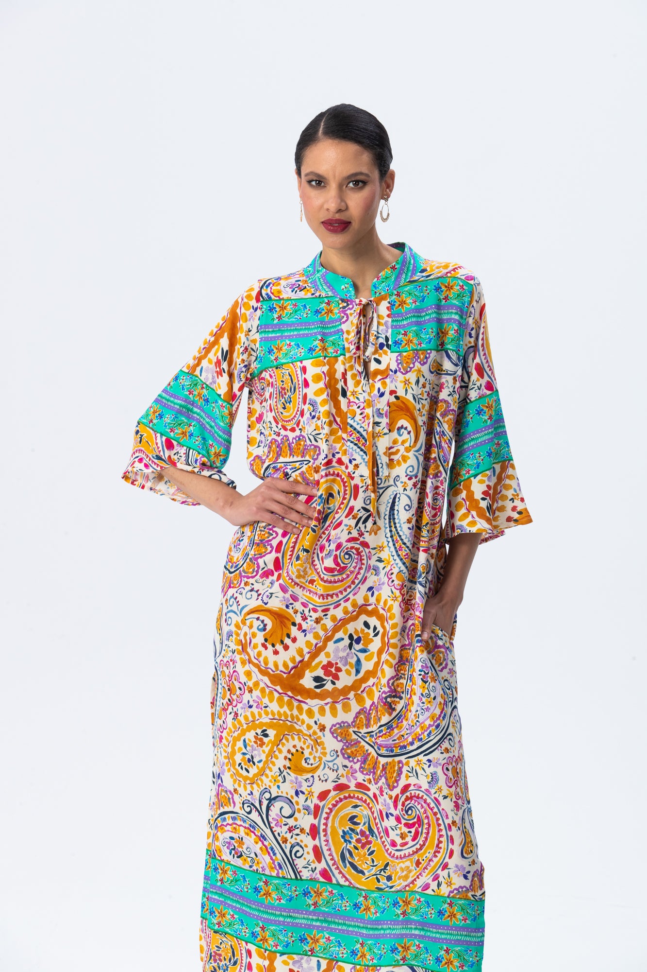 Malta Beach Kaftan - Turquoise Abstract