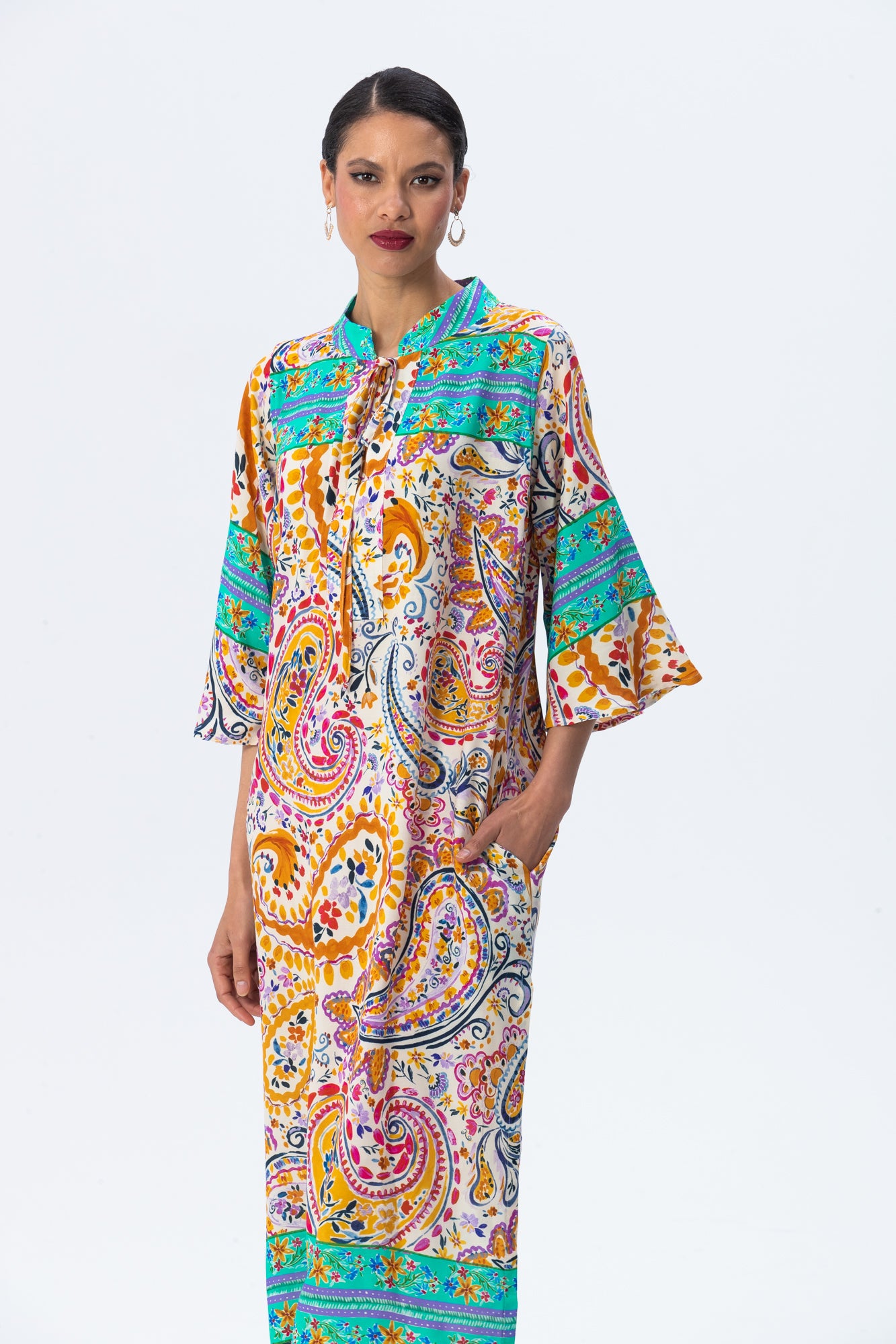 Malta Beach Kaftan - Turquoise Abstract