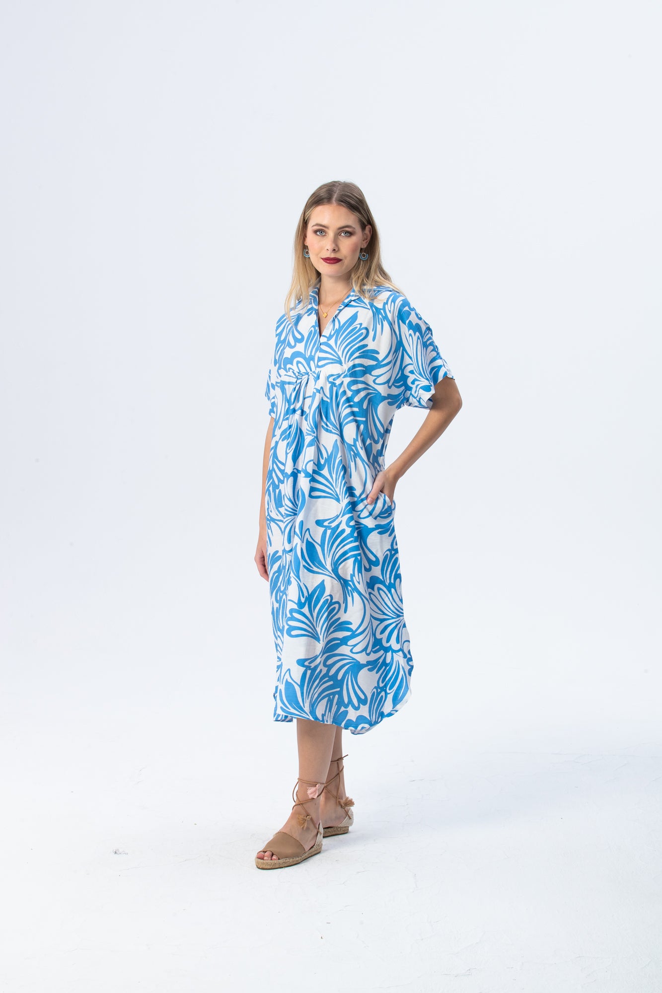 Zanzibar Dress - Chambray Blue & White