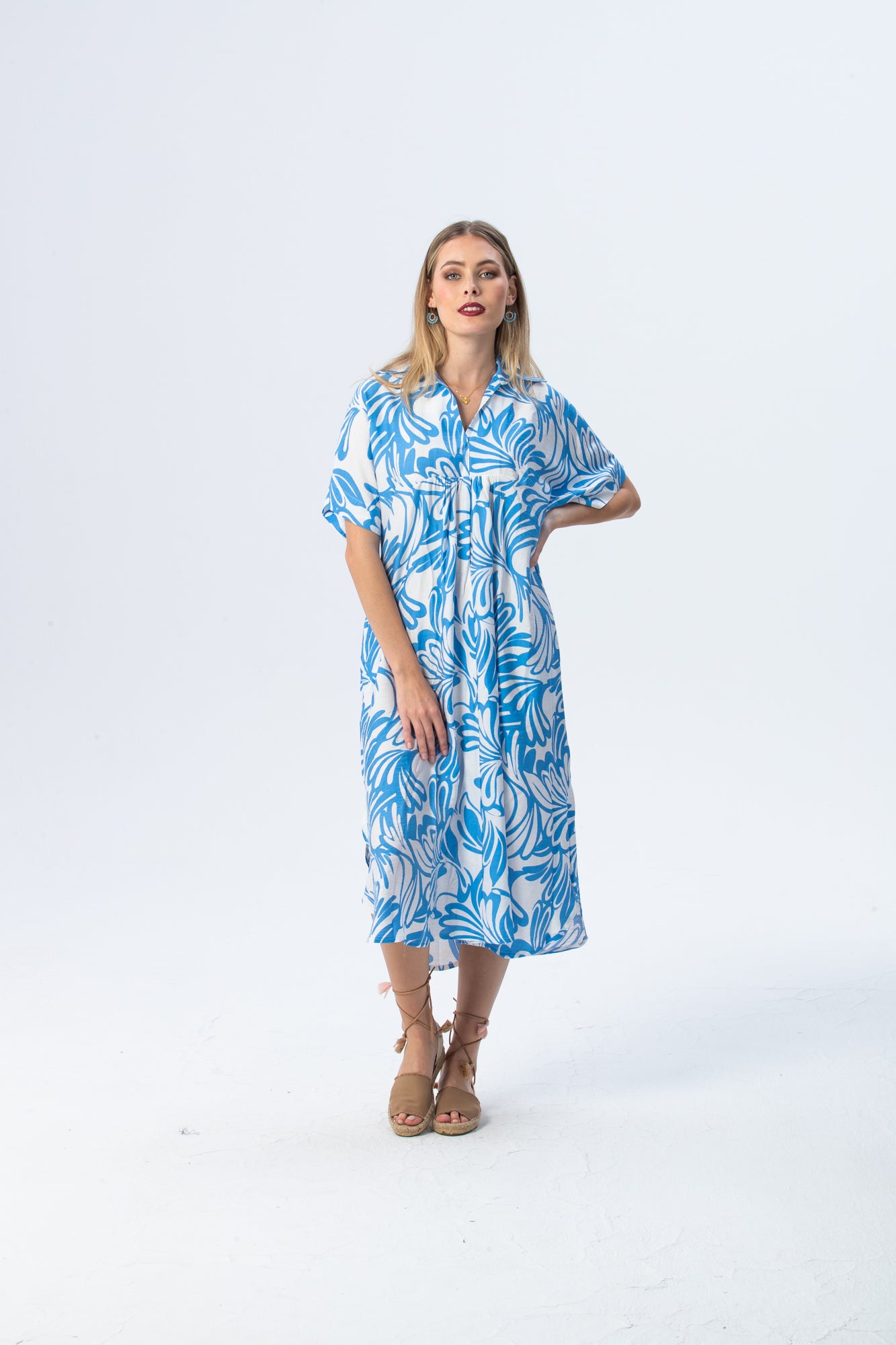 Zanzibar Dress - Chambray Blue & White