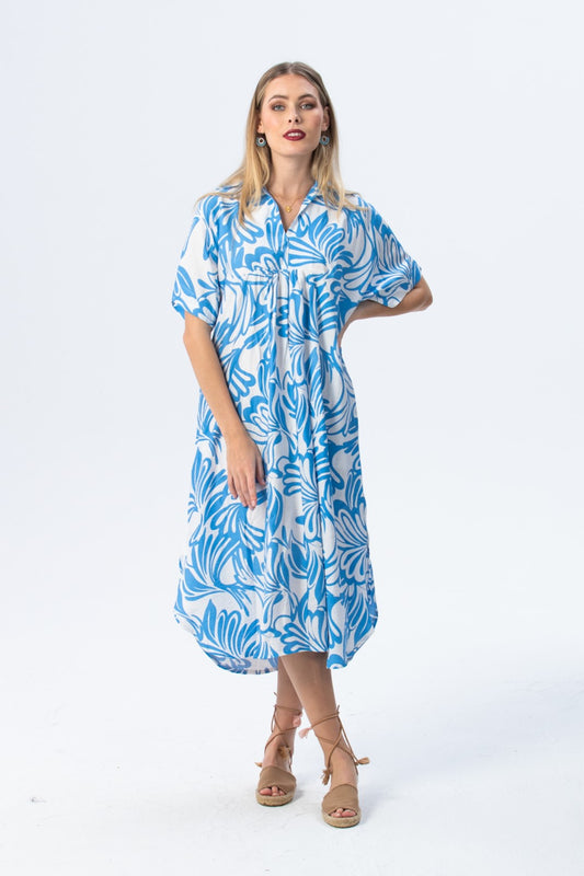 Zanzibar Dress - Chambray Blue & White