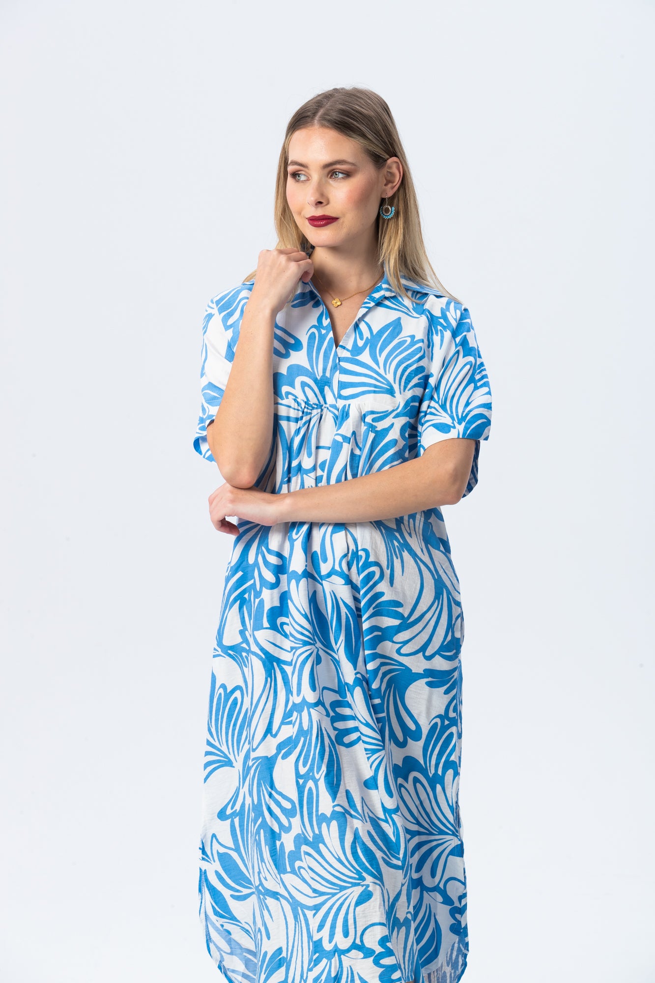 Zanzibar Dress - Chambray Blue & White