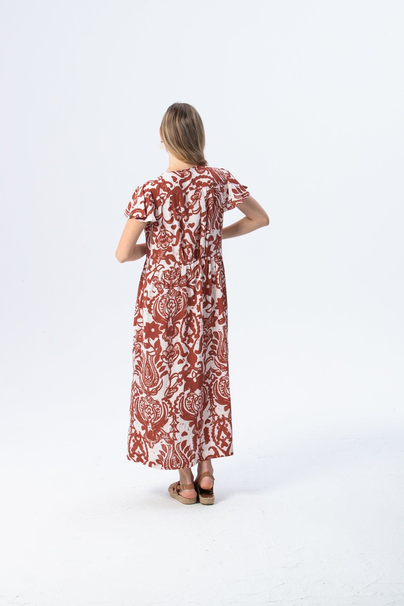 Riveria Dress - Creme & Rust