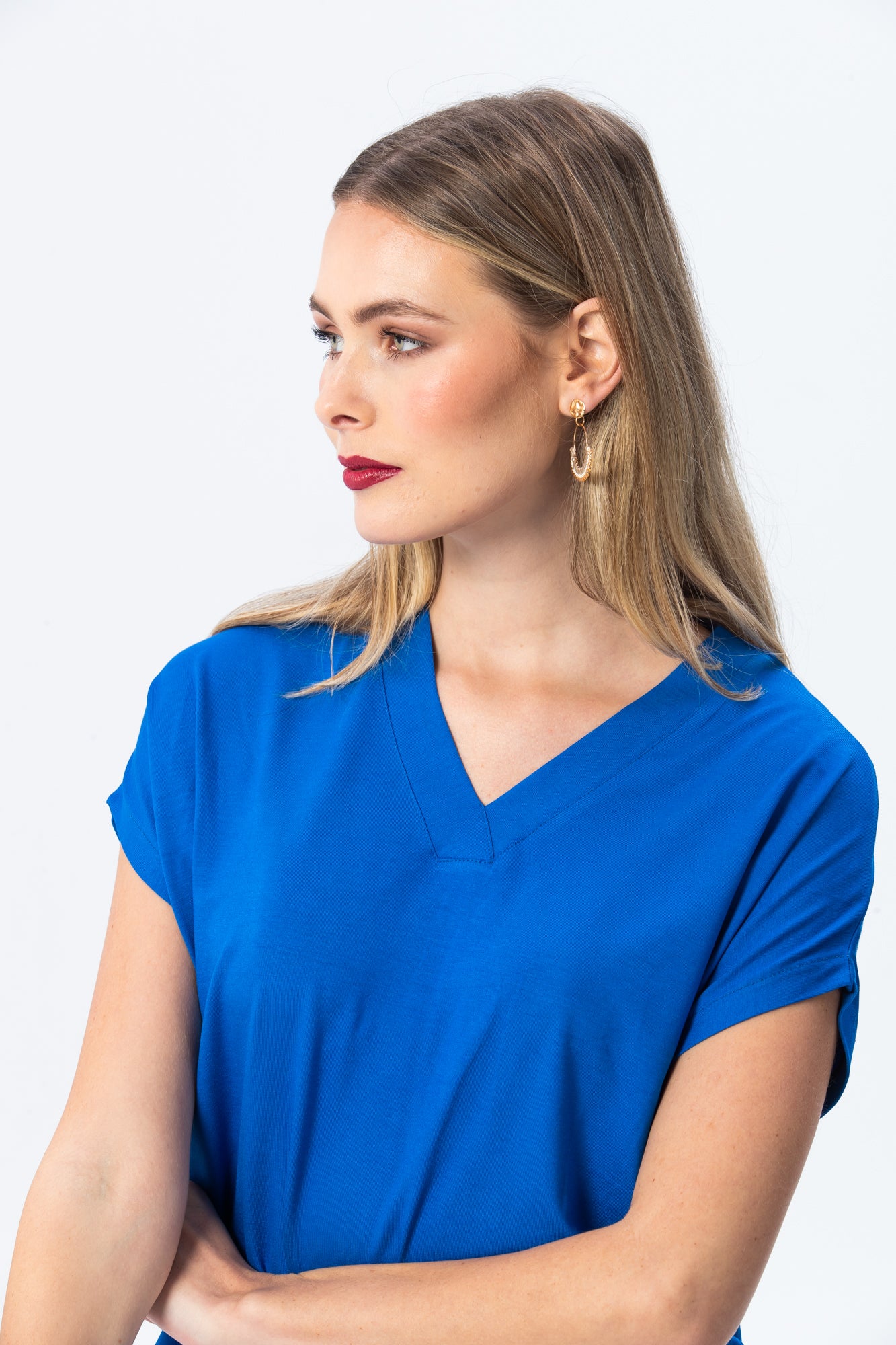 Corfu Summer V-neck Tee - Blue