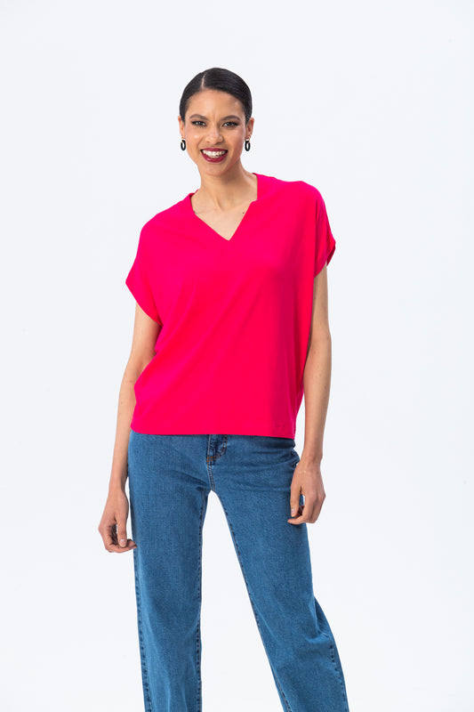 Corfu Summer V-neck Tee - Pink