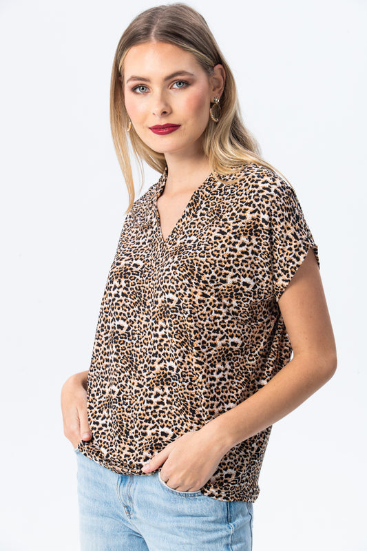 Corfu Summer V-neck Tee - Animal Print