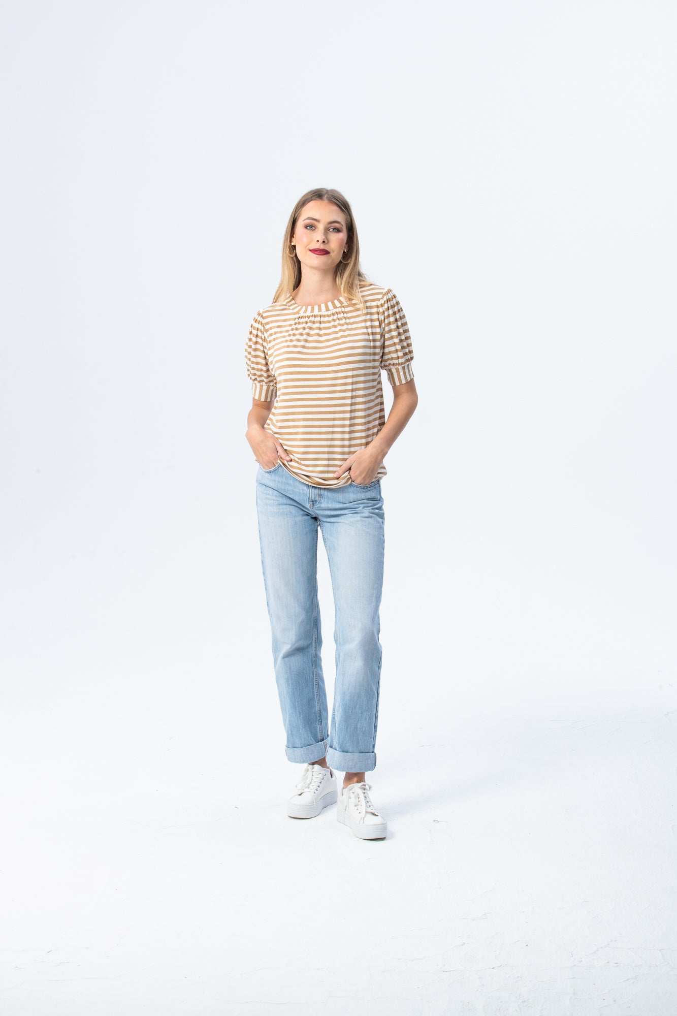 Aspen Summer T-shirt - Creme & White Stripe