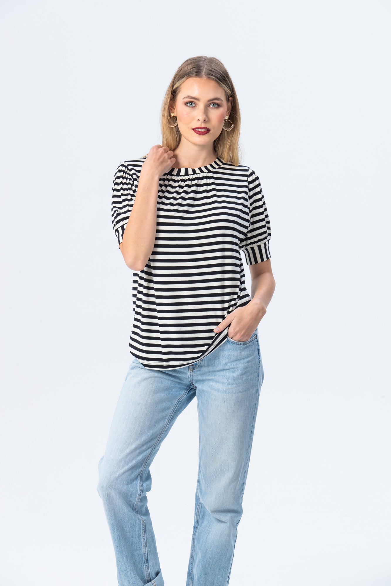 Aspen Summer T-shirt - Black & White Stripe