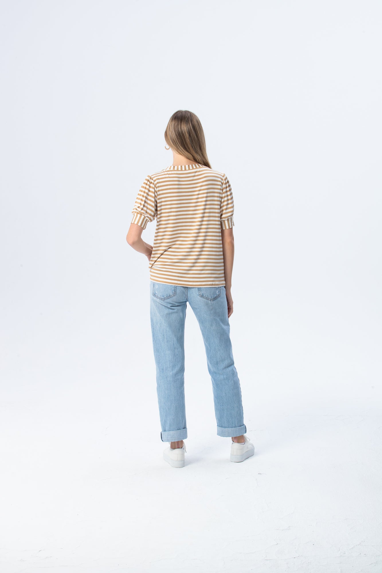 Aspen Summer T-shirt - Creme & White Stripe