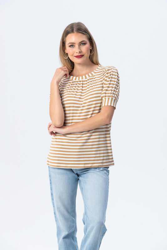 Aspen Summer T-shirt - Creme & White Stripe