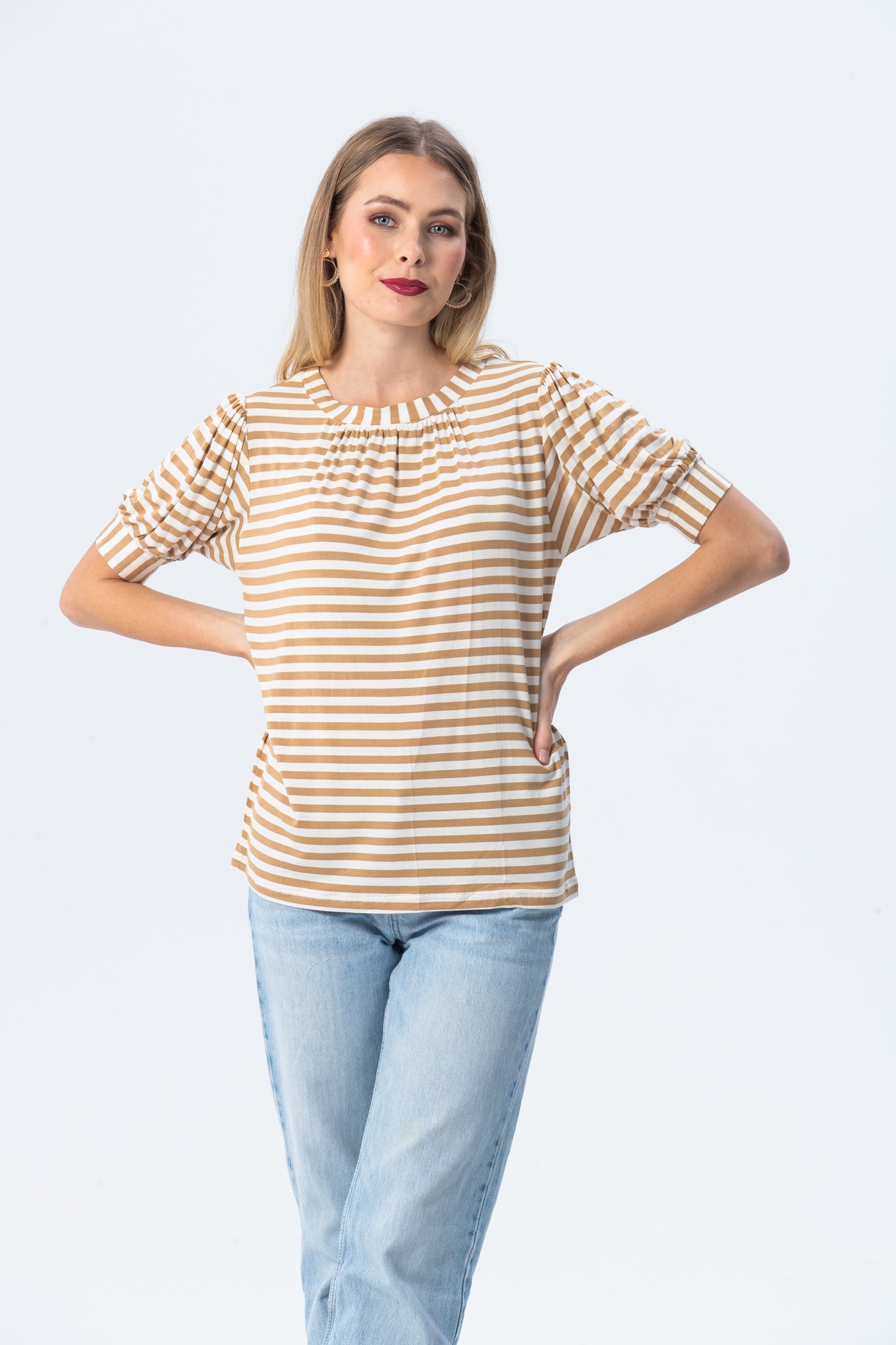 Aspen Summer T-shirt - Creme & White Stripe