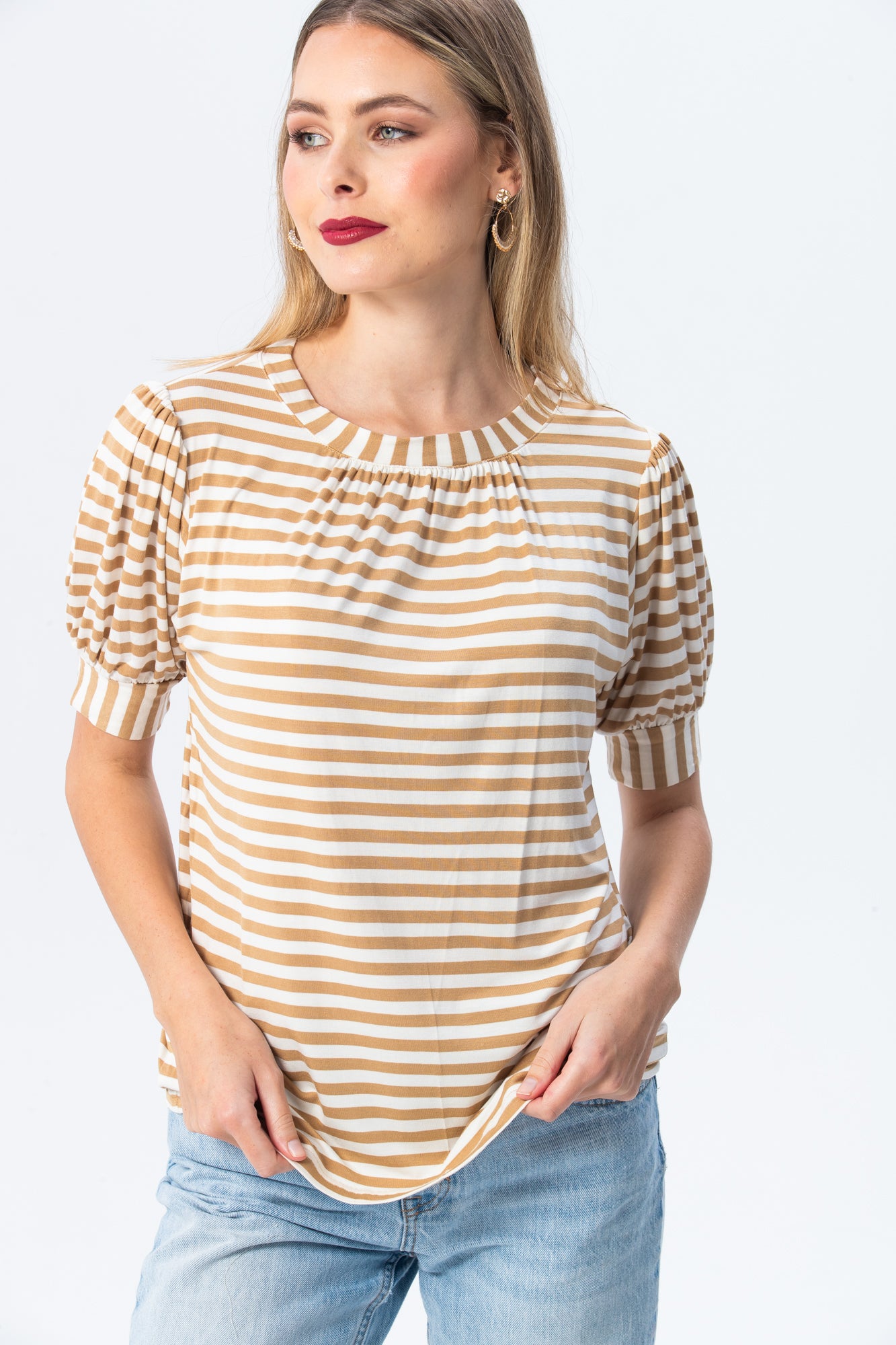 Aspen Summer T-shirt - Creme & White Stripe