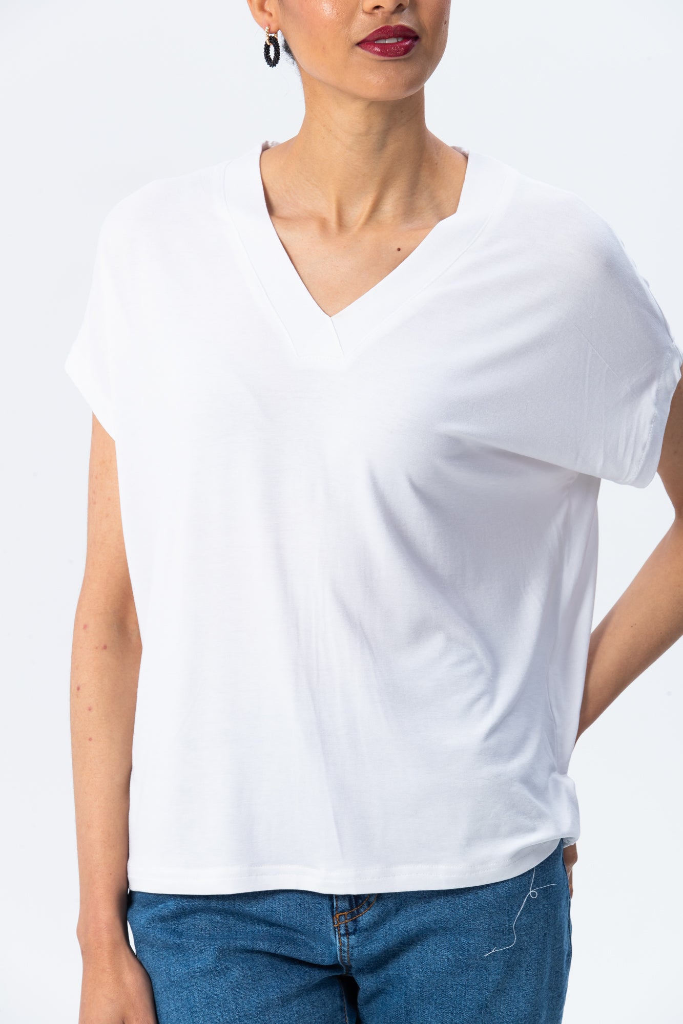 Corfu Summer V-neck Tee - White