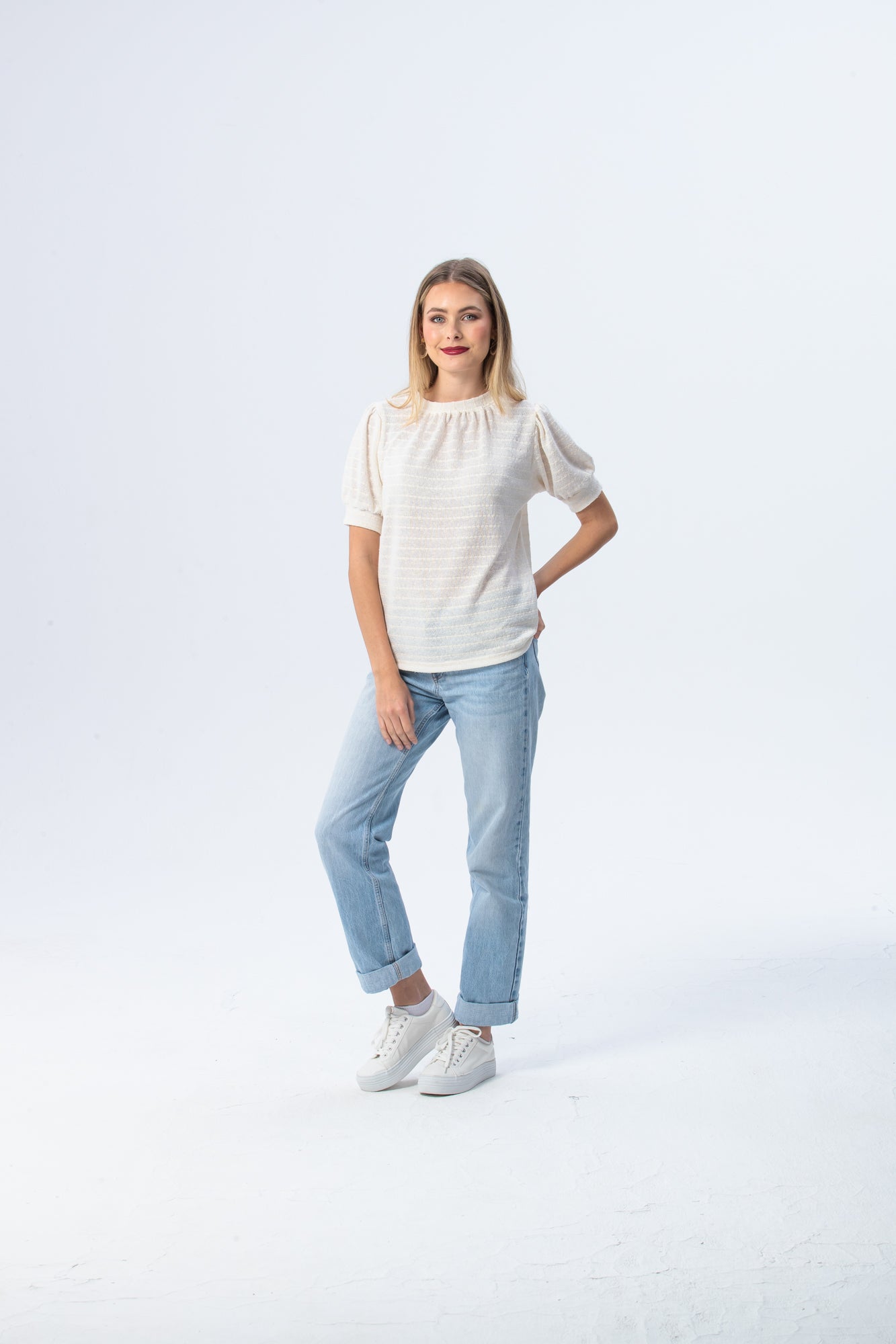 Aspen Summer T-shirt - Creme Stripe Knit