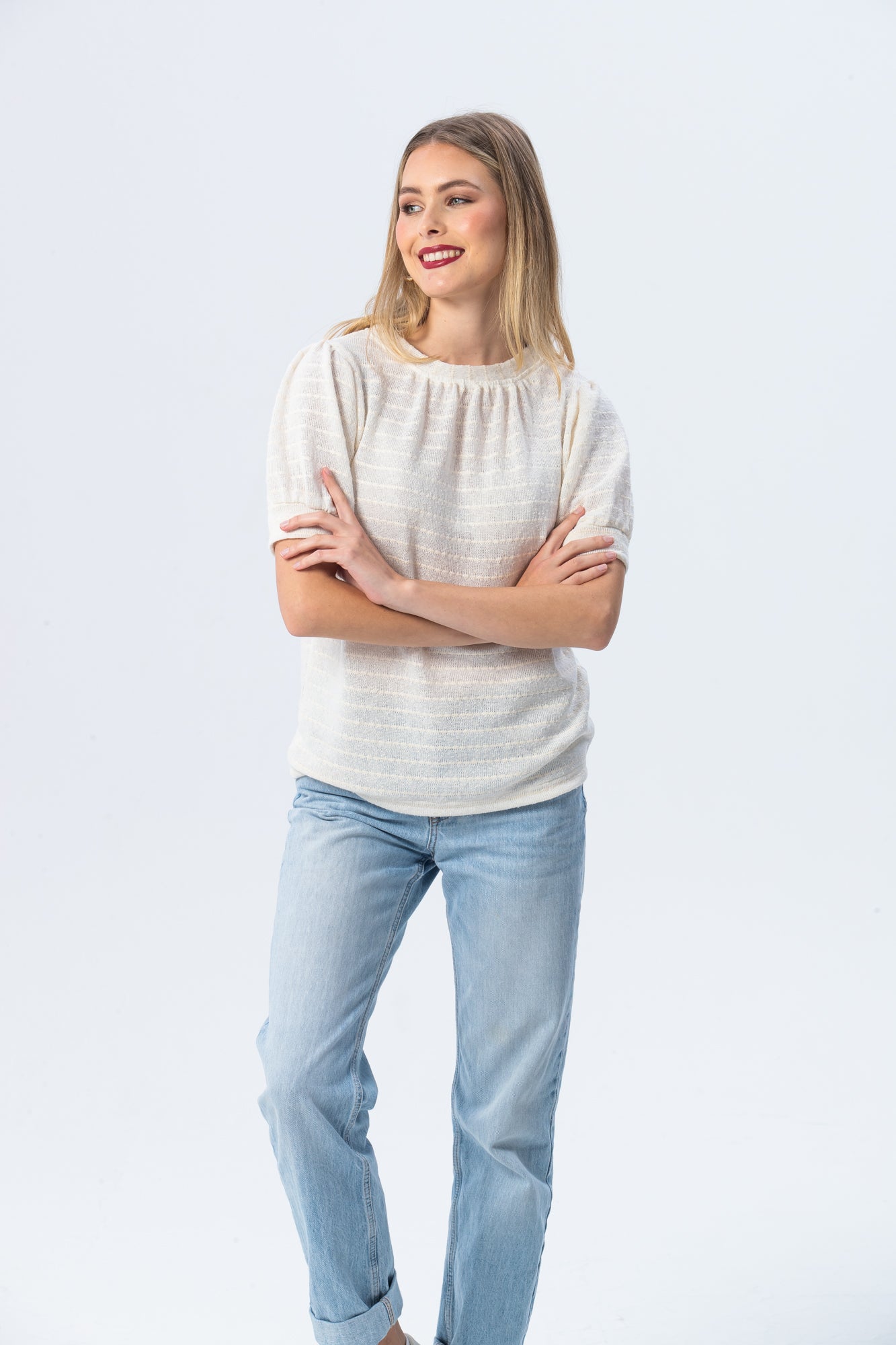 Aspen Summer T-shirt - Creme Stripe Knit