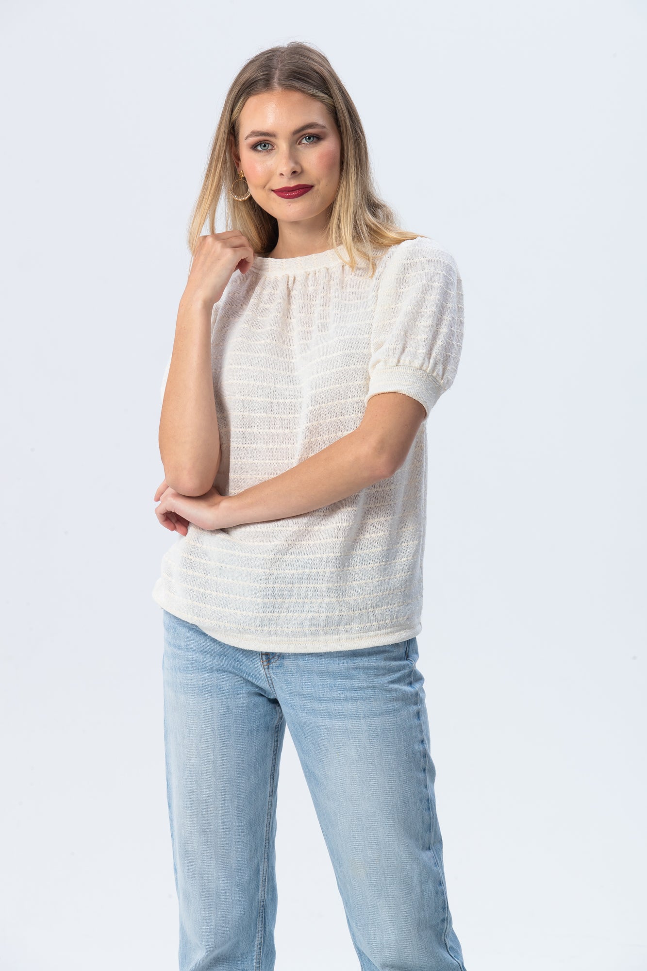 Aspen Summer T-shirt - Creme Stripe Knit