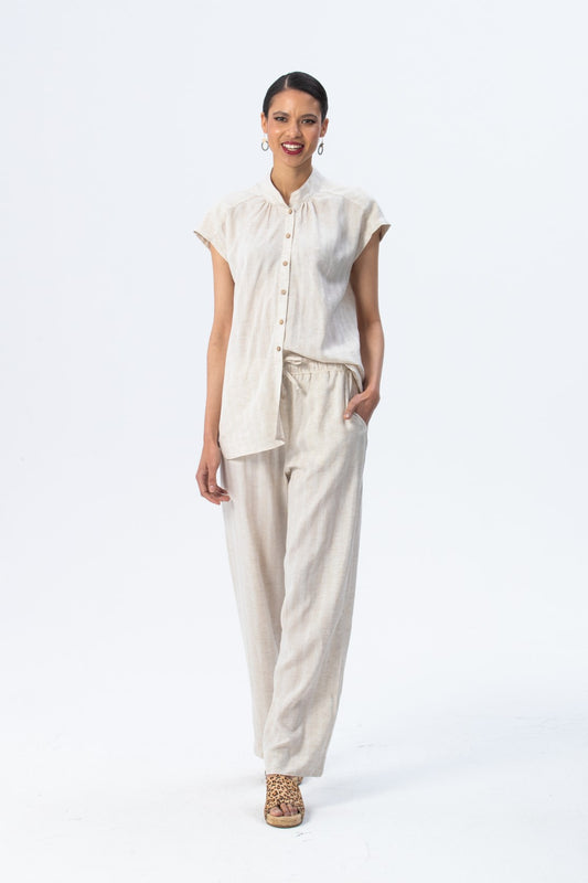 Sydney Wide Leg Pants - Stone Stripe