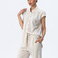 Cassis Stripe Shirt - Stone and White