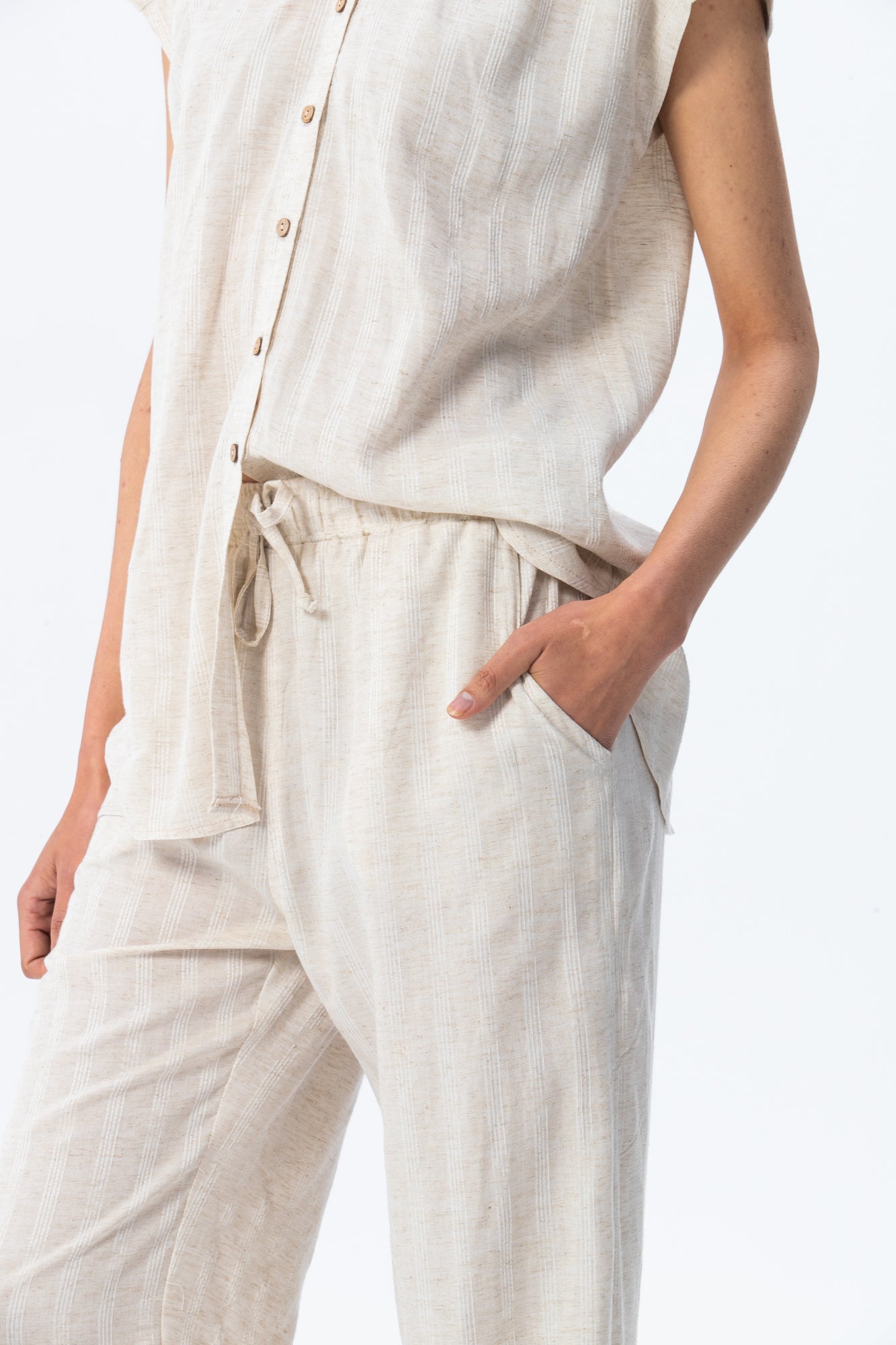 Sydney Wide Leg Pants - Stone Stripe