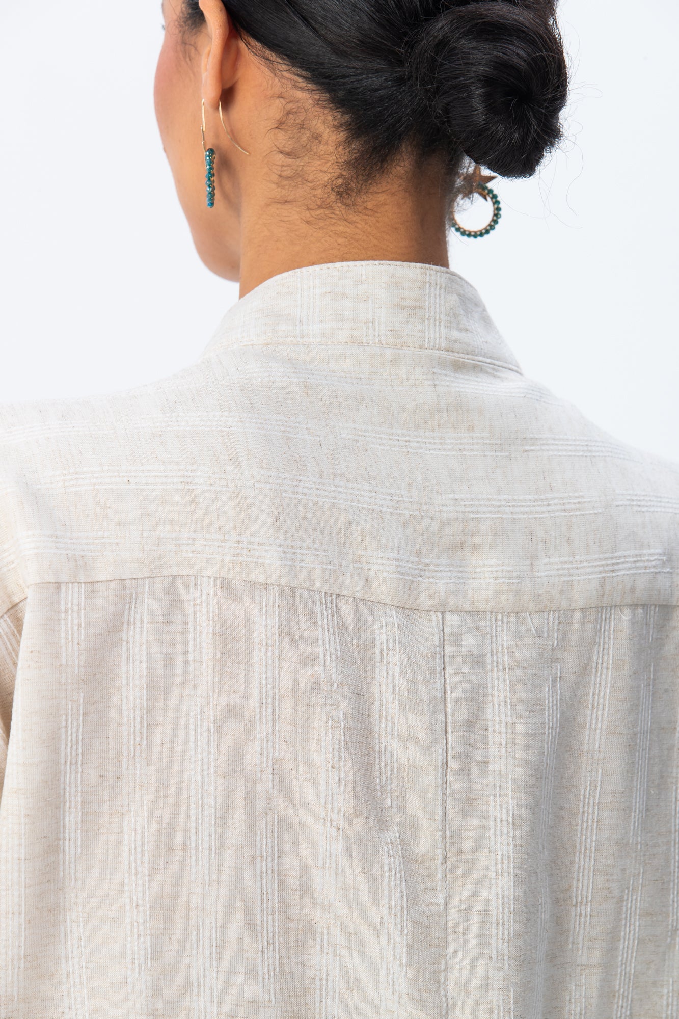 Cassis Stripe Shirt - Stone and White