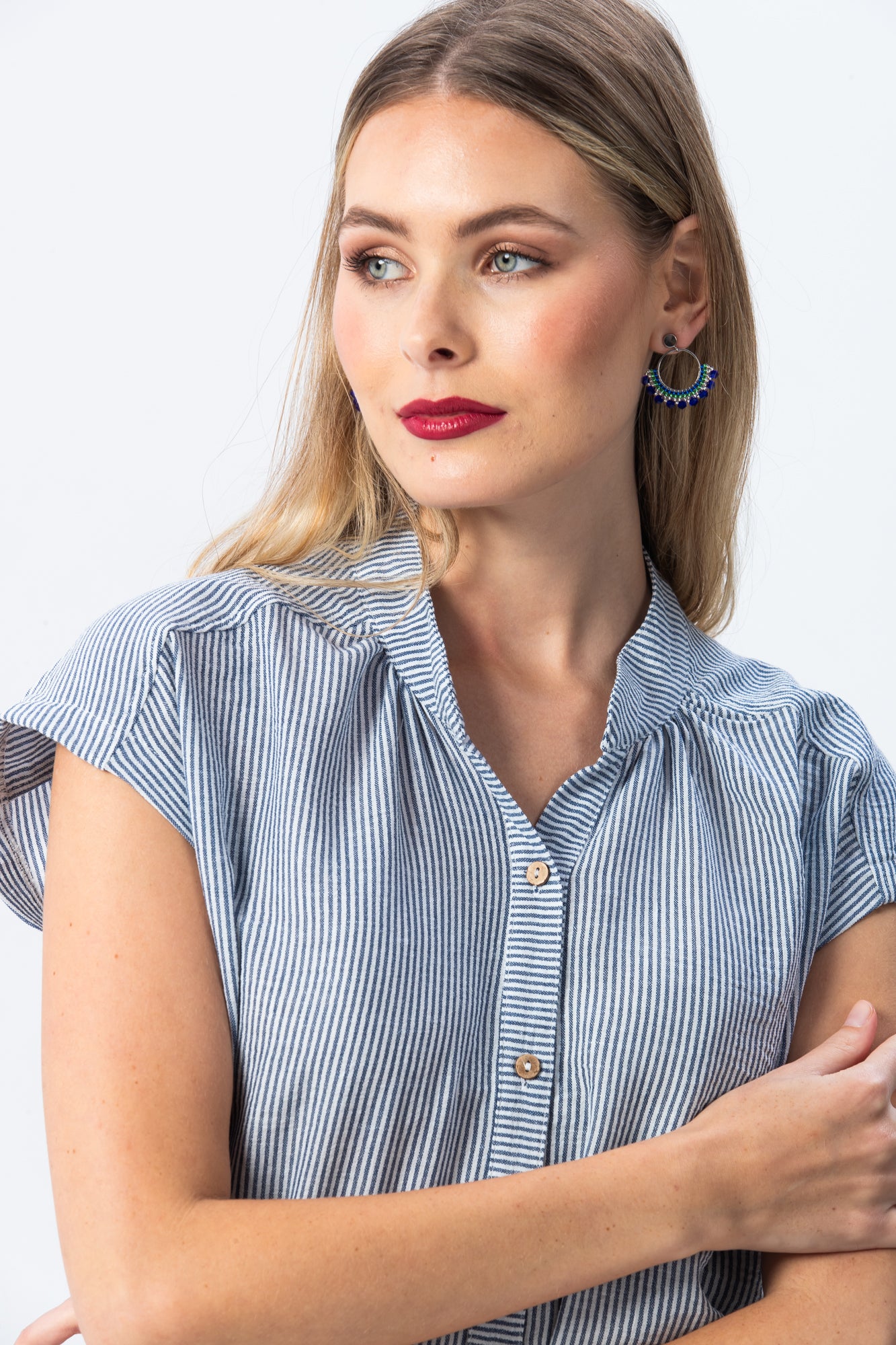 Cassis Stripe Shirt - Blue and White